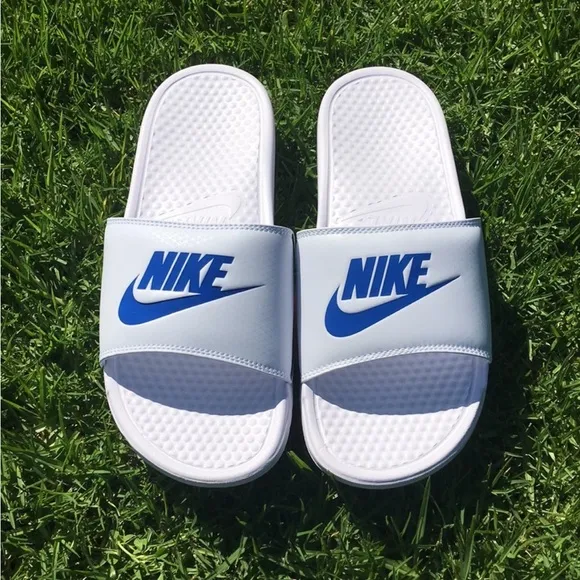 NIKE BENASSI SLIDES JUST DO ITWHITE ROYALS BLUES