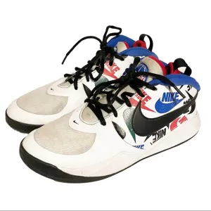 Nike Big Kids Size 6.5 White Blue Team Hustle D P Low Top Basketball Sneakers