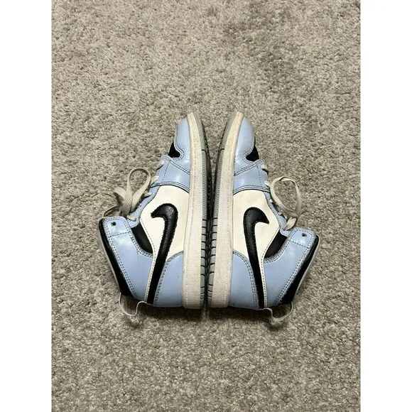 Nike Boys Air Jordan 1 Mid 640737-401 Blue Basketball Shoes Sneakers Size 1Y