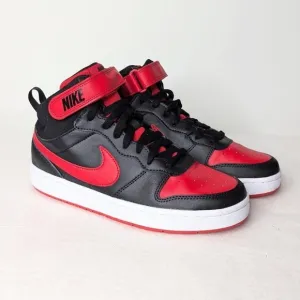 Nike Court Borough Mid 2 CD7782-003Leather Basketball Sneakers Black Red
