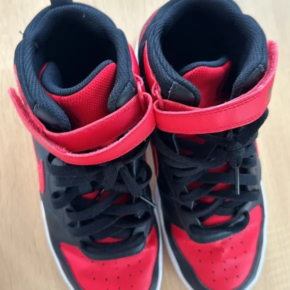Nike Court Borough Mid 2 CD7782-003Leather Basketball Sneakers Black Red