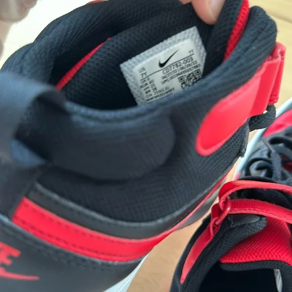 Nike Court Borough Mid 2 CD7782-003Leather Basketball Sneakers Black Red