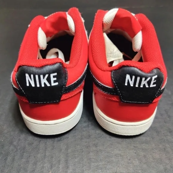 Nike Court Vision Lo Basketball Leather Sneakers White/Black/Red Mens Size 8