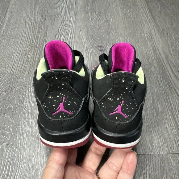 Nike Girls Air Jordan 4 705345-027 Black Basketball Shoes Sneakers Size 6C