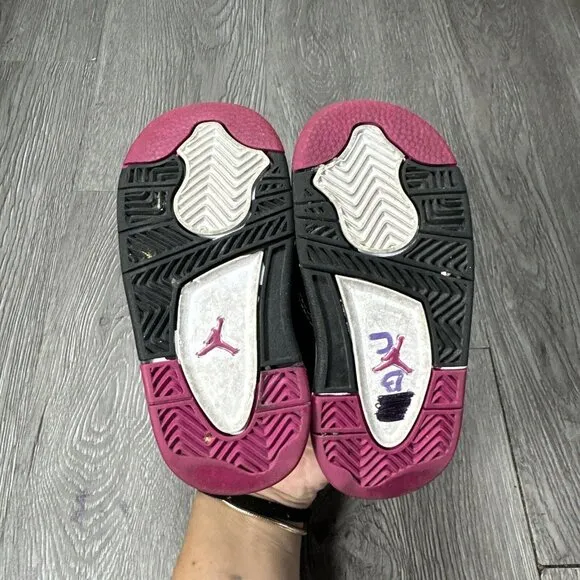 Nike Girls Air Jordan 4 705345-027 Black Basketball Shoes Sneakers Size 6C