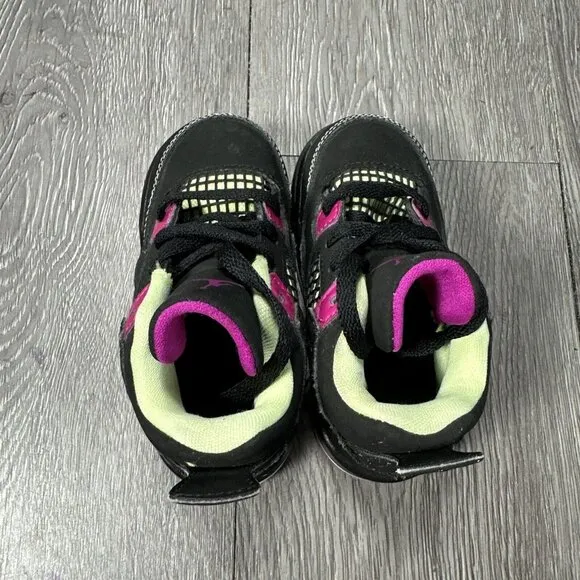 Nike Girls Air Jordan 4 705345-027 Black Basketball Shoes Sneakers Size 6C
