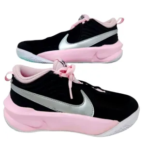 Nike Girls Basketball Sneakers Team Hustle Black Pink Girls Size 6 New In Box