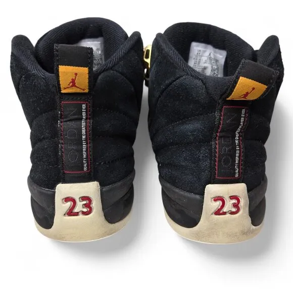 Nike Jordan 12 Retro Suede Sneakers Youth Reverse Taxi Basketball Mid Top 6Y