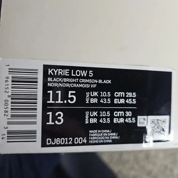 Nike Kyrie Low 5 Black Bright Crimson Size 11.5