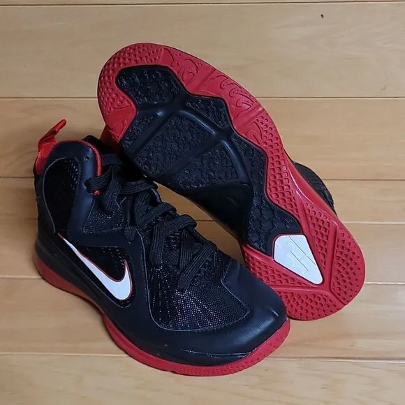 Nike Lebron 9 PS Black WhiteRed Boys Girls Youth Basketball Shoe 472665-001
