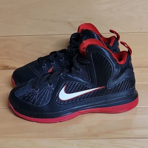 Nike Lebron 9 PS Black WhiteRed Boys Girls Youth Basketball Shoe 472665-001