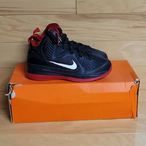 Nike Lebron 9 PS Black WhiteRed Boys Girls Youth Basketball Shoe 472665-001