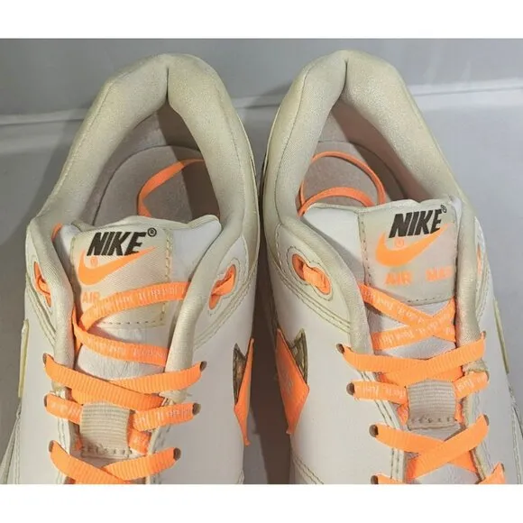 Nike Men's Air Max 1 &quot;JUST DO IT&quot;  White/Orange/Black Sneakers Size 11.5