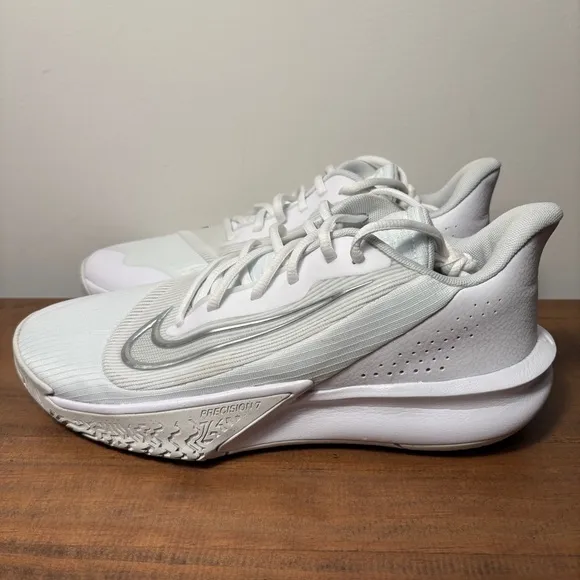 Nike Precision 7 VII Men's 9 Triple White Basketball Shoes FN4322 100 Sneakers