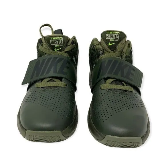 Nike Team Hustle Sequoia Green Camo Basketball Sneakers