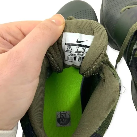 Nike Team Hustle Sequoia Green Camo Basketball Sneakers