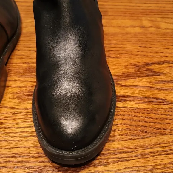 Nine West Black Genuine Leather Studded Cutout Zip Back Boots Shoes Size 9.5