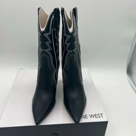 Nine West Women's ALAMA Western Boot, Black 001, Sz 8