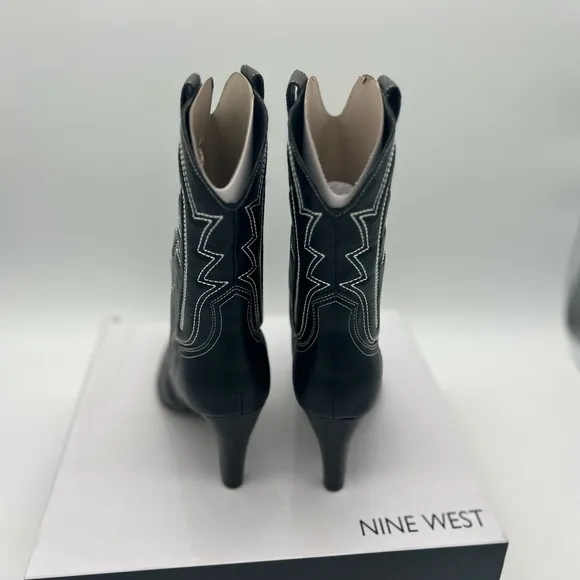 Nine West Women's ALAMA Western Boot, Black 001, Sz 8