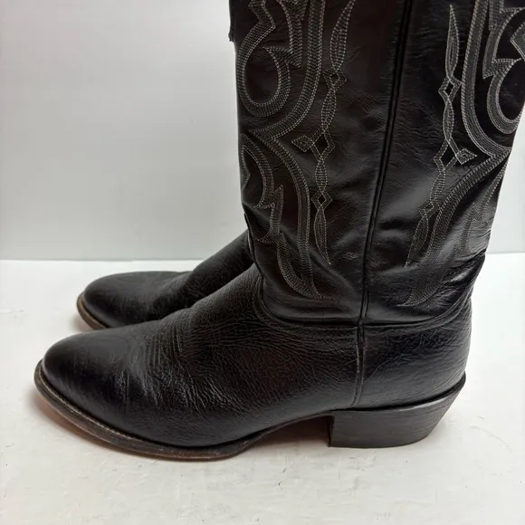 Nocona Black Western Cowboy Boots Stitching Leather Mens size 12 D