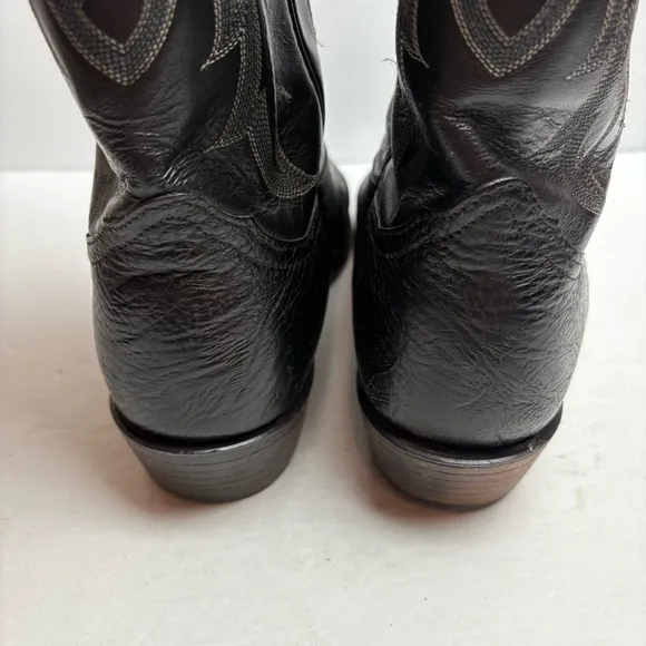Nocona Black Western Cowboy Boots Stitching Leather Mens size 12 D