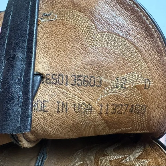 Nocona Black Western Cowboy Boots Stitching Leather Mens size 12 D