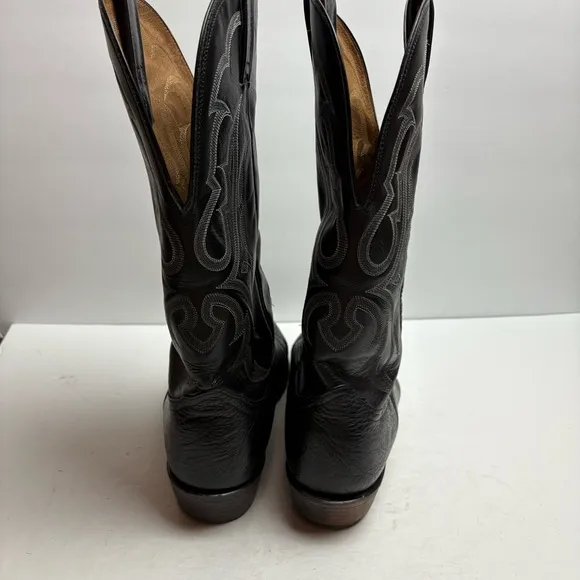 Nocona Black Western Cowboy Boots Stitching Leather Mens size 12 D