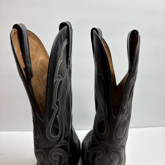 Nocona Black Western Cowboy Boots Stitching Leather Mens size 12 D