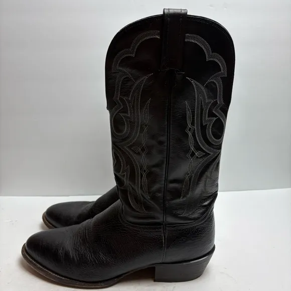Nocona Black Western Cowboy Boots Stitching Leather Mens size 12 D