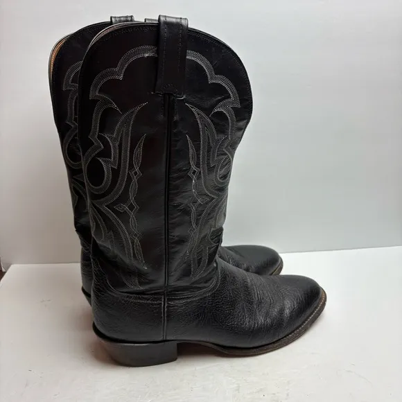 Nocona Black Western Cowboy Boots Stitching Leather Mens size 12 D