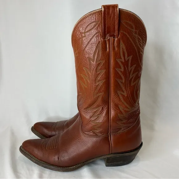Nocona Boots Men’s Brown Leather Pointed Toe Western Cowboy Boots Size 8.5B EUC