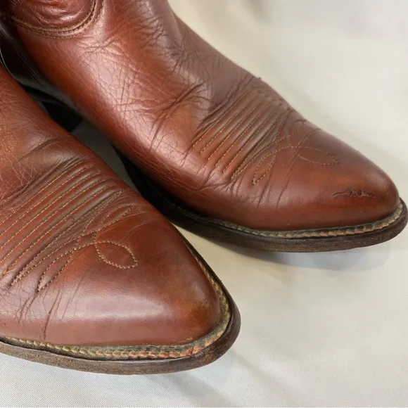 Nocona Boots Men’s Brown Leather Pointed Toe Western Cowboy Boots Size 8.5B EUC