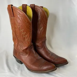 Nocona Boots Men’s Brown Leather Pointed Toe Western Cowboy Boots Size 8.5B EUC