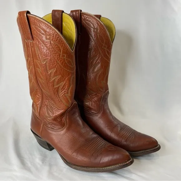 Nocona Boots Men’s Brown Leather Pointed Toe Western Cowboy Boots Size 8.5B EUC