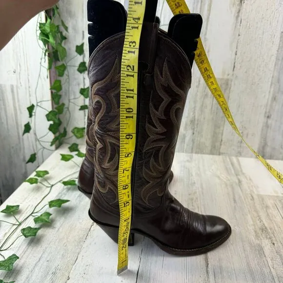 Nocona Brown Stitch Pointed Toe Cowboy Western Festival Boots US 5.5 R