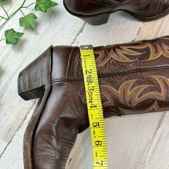Nocona Brown Stitch Pointed Toe Cowboy Western Festival Boots US 5.5 R