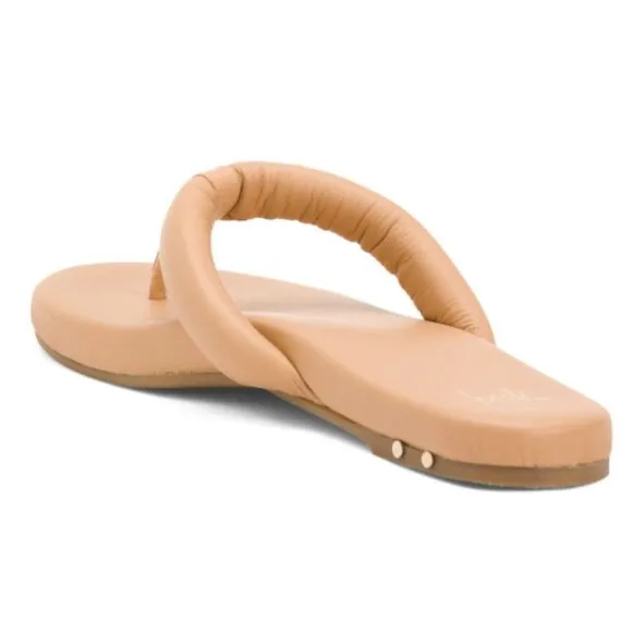 NWB Beek Ruby Flip Flip Sandals Beach Leather Light Tan Size 8