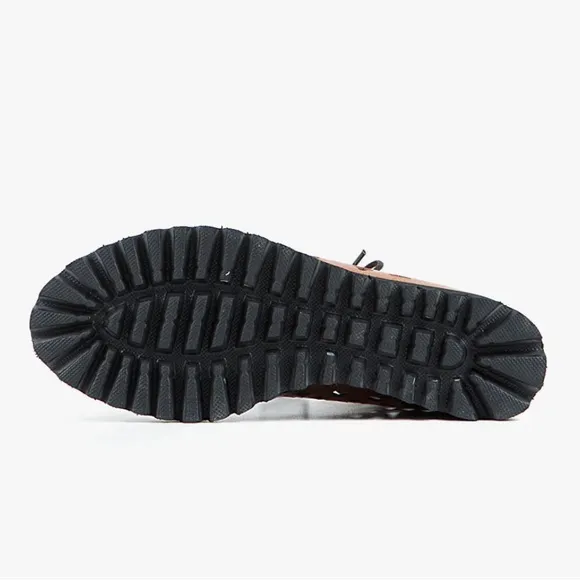 NWOB All Black OT Perf Flatform Camper Womens Laser Cut Lace-Up Platform Sandals