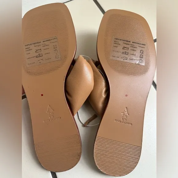 NWOB Anthropologie Maeve Puffy Knotted Tan Sandals- Size 7