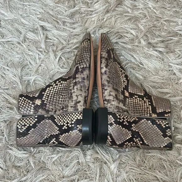 NWOB PAIGE Catherine Snakeskin-Embossed Leather Ankle Boots Taupe Multi sz 6.5