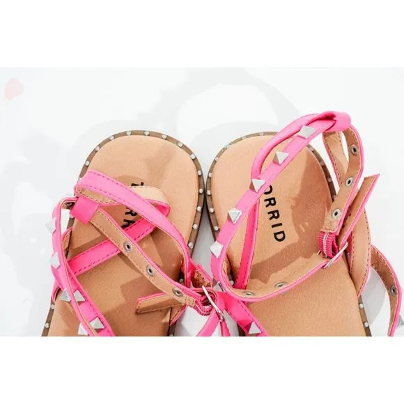 NWOB Torrid Pink Tonal Studded Gladiator Sandals Women's Sz 11.5 WW Shoes