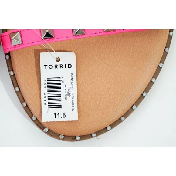 NWOB Torrid Pink Tonal Studded Gladiator Sandals Women's Sz 11.5 WW Shoes