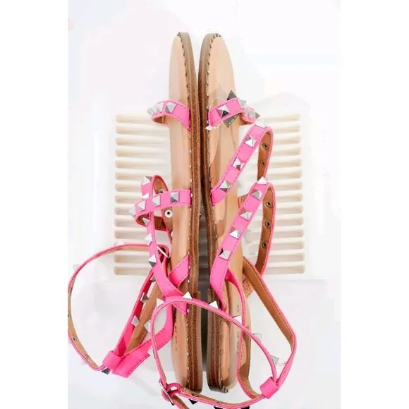 NWOB Torrid Pink Tonal Studded Gladiator Sandals Women's Sz 11.5 WW Shoes