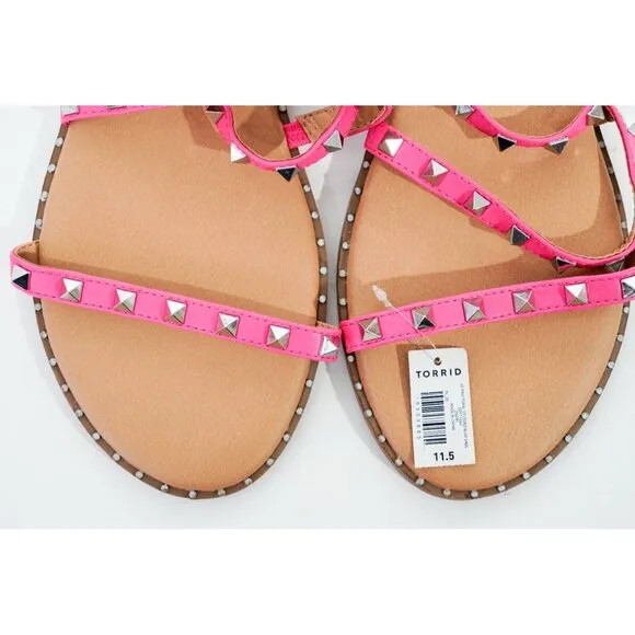 NWOB Torrid Pink Tonal Studded Gladiator Sandals Women's Sz 11.5 WW Shoes