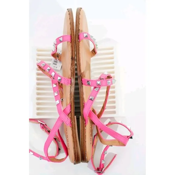 NWOB Torrid Pink Tonal Studded Gladiator Sandals Women's Sz 11.5 WW Shoes