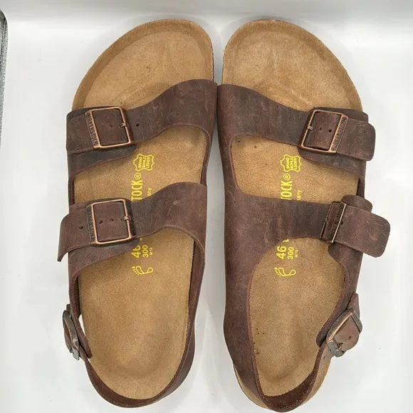 NWOT BIRKENSTOCK™️ 'MILANO' Men's Size EU46 (13M) Leather Adjustable Sandals