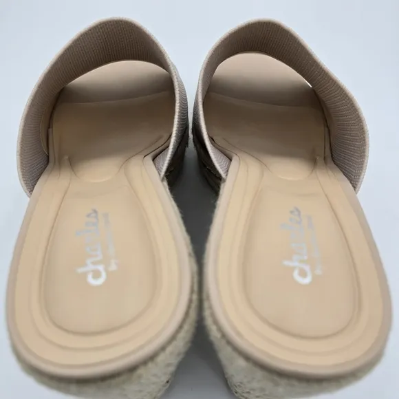 NWOT Charles by Charles David Jeremy Silver-studded Espadrille Wedge Sandals, 11