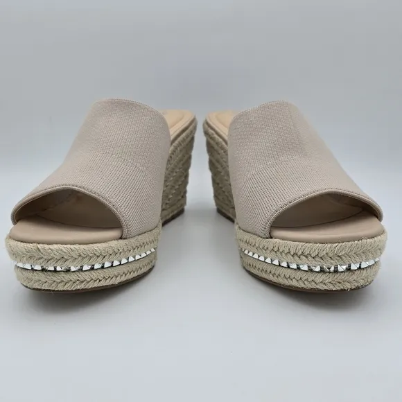 NWOT Charles by Charles David Jeremy Silver-studded Espadrille Wedge Sandals, 11
