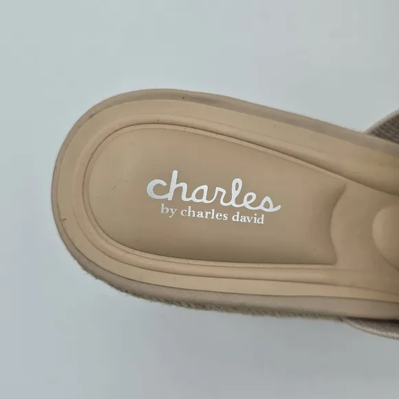 NWOT Charles by Charles David Jeremy Silver-studded Espadrille Wedge Sandals, 11
