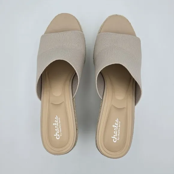 NWOT Charles by Charles David Jeremy Silver-studded Espadrille Wedge Sandals, 11